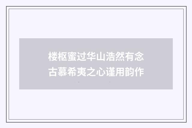 楼枢蜜过华山浩然有念古慕希夷之心谨用韵作