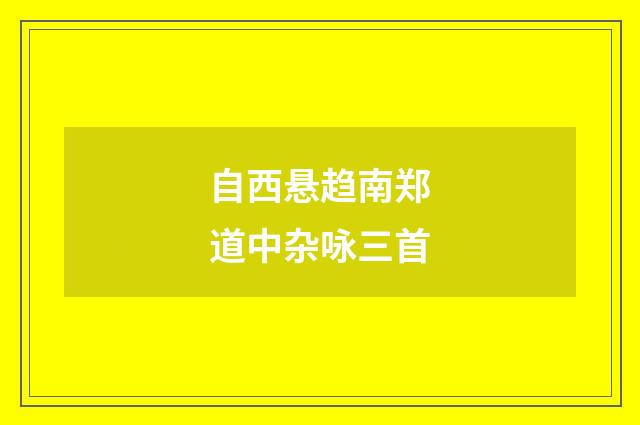 自西悬趋南郑道中杂咏三首