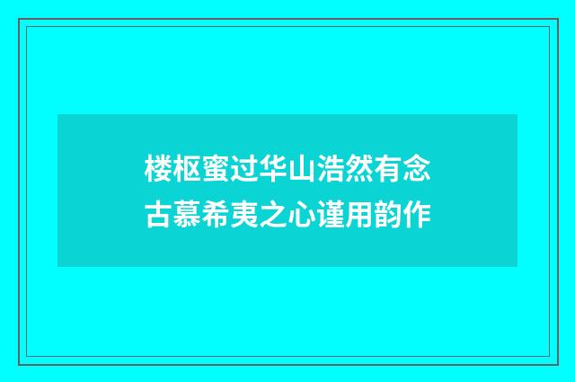 楼枢蜜过华山浩然有念古慕希夷之心谨用韵作