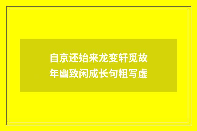 自京还始来龙变轩觅故年幽致闲成长句粗写虚