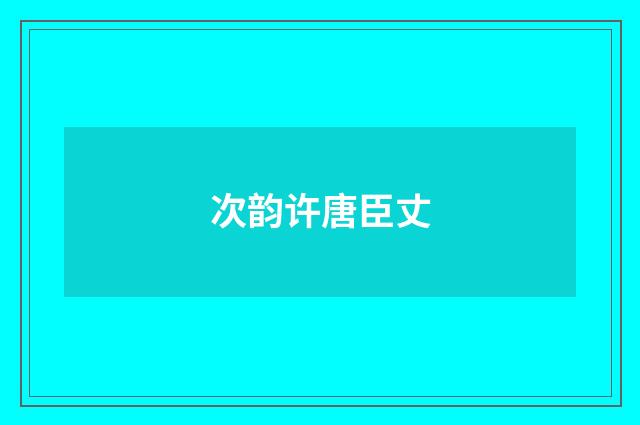 次韵许唐臣丈
