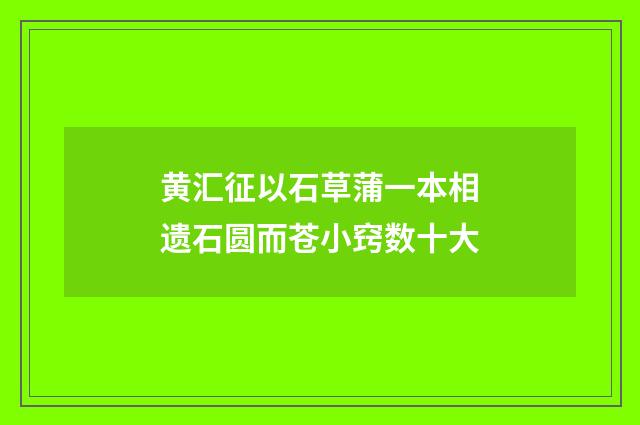 黄汇征以石草蒲一本相遗石圆而苍小窍数十大