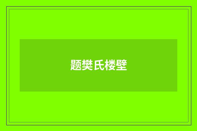 题樊氏楼壁