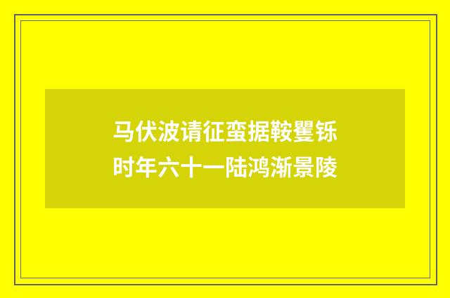 马伏波请征蛮据鞍矍铄时年六十一陆鸿渐景陵