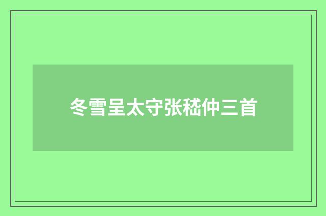 冬雪呈太守张嵇仲三首