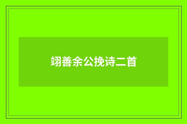 翊善余公挽诗二首