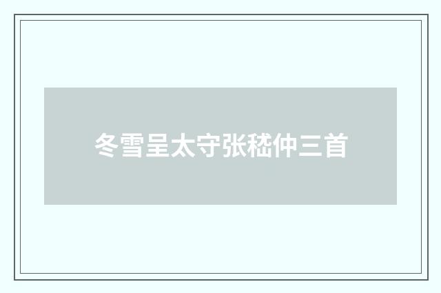 冬雪呈太守张嵇仲三首