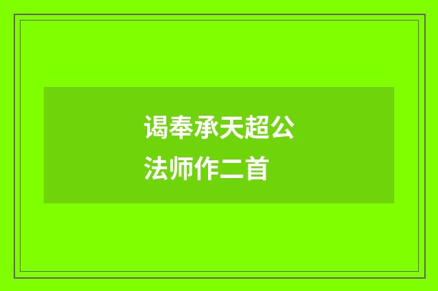 谒奉承天超公法师作二首