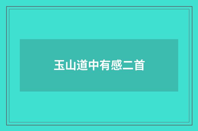 玉山道中有感二首