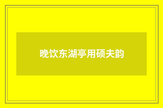 晚饮东湖亭用硕夫韵