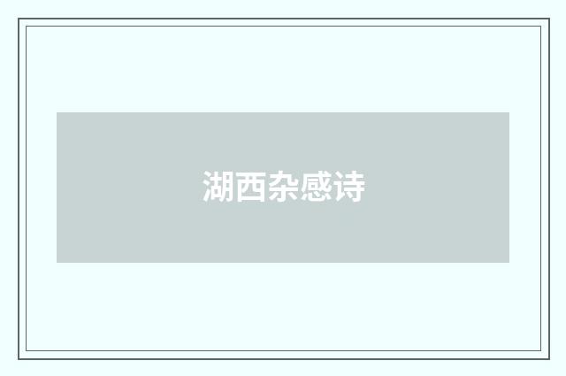 湖西杂感诗
