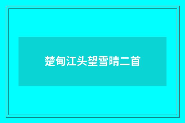 楚甸江头望雪晴二首