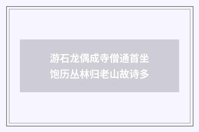 游石龙偶成寺僧通首坐饱历丛林归老山故诗多