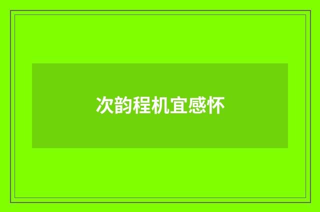 次韵程机宜感怀