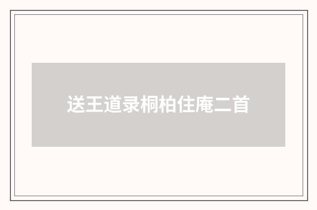 送王道录桐柏住庵二首