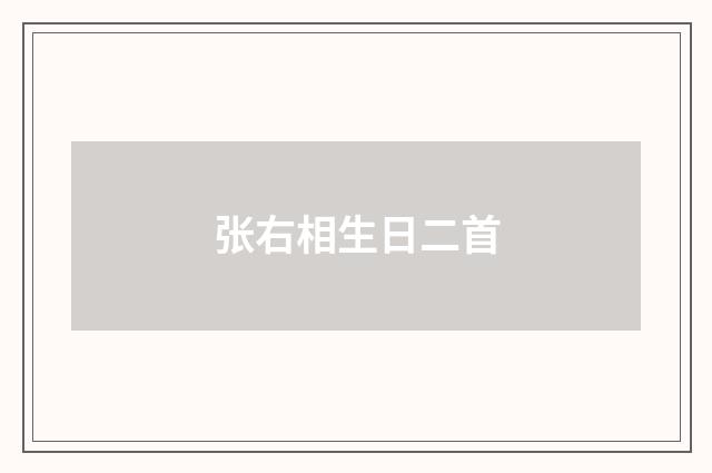张右相生日二首