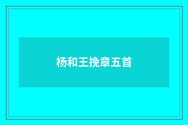 杨和王挽章五首