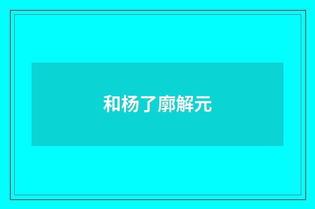和杨了廓解元