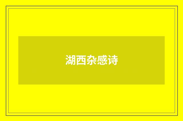 湖西杂感诗