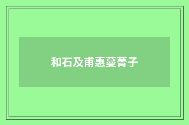 和石及甫惠蔓菁子