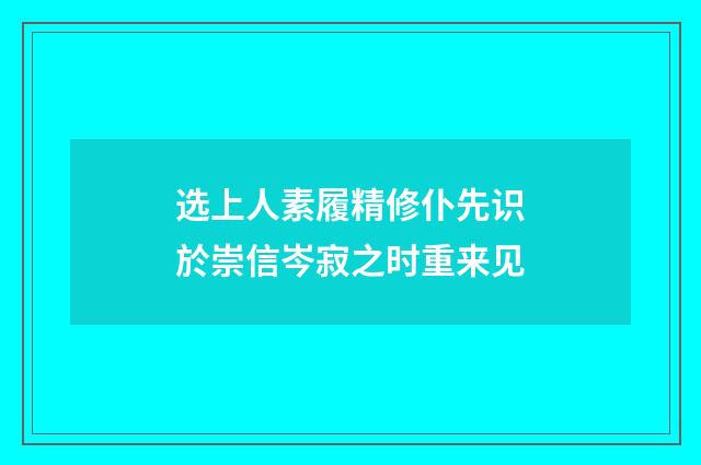 选上人素履精修仆先识於崇信岑寂之时重来见