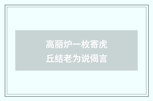 高丽炉一枚寄虎丘结老为说偈言