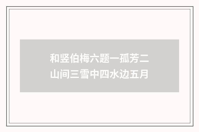 和竖伯梅六题一孤芳二山间三雪中四水边五月