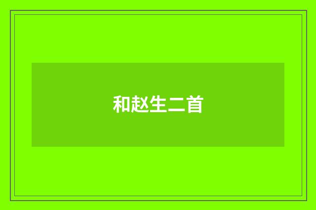 和赵生二首