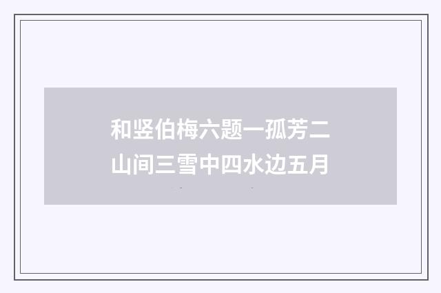 和竖伯梅六题一孤芳二山间三雪中四水边五月