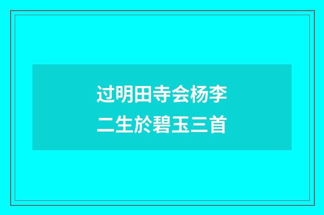 过明田寺会杨李二生於碧玉三首