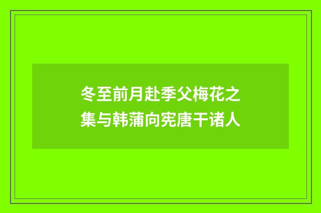 冬至前月赴季父梅花之集与韩蒲向宪唐干诸人