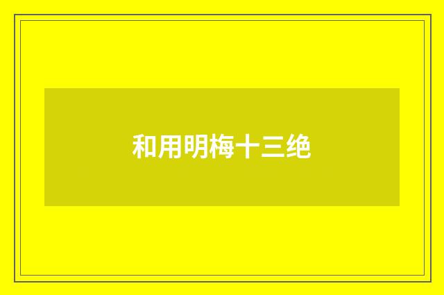 和用明梅十三绝
