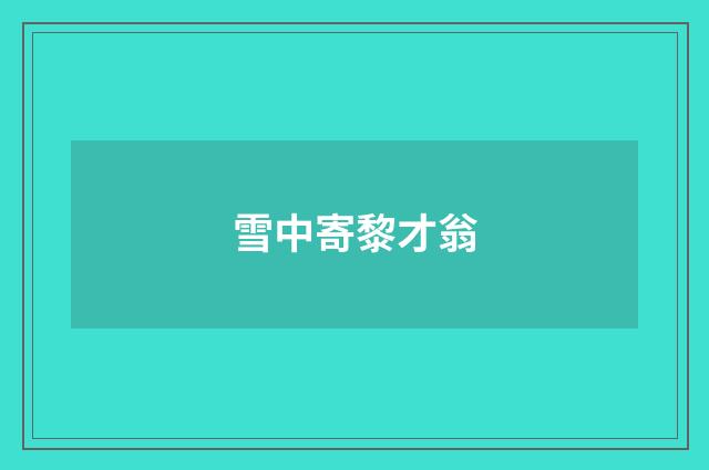 雪中寄黎才翁