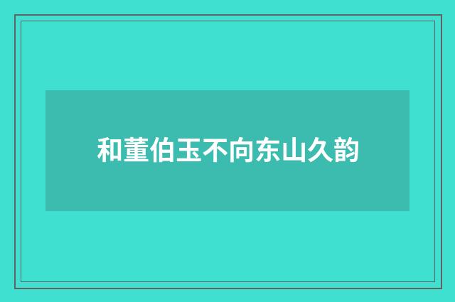 和董伯玉不向东山久韵