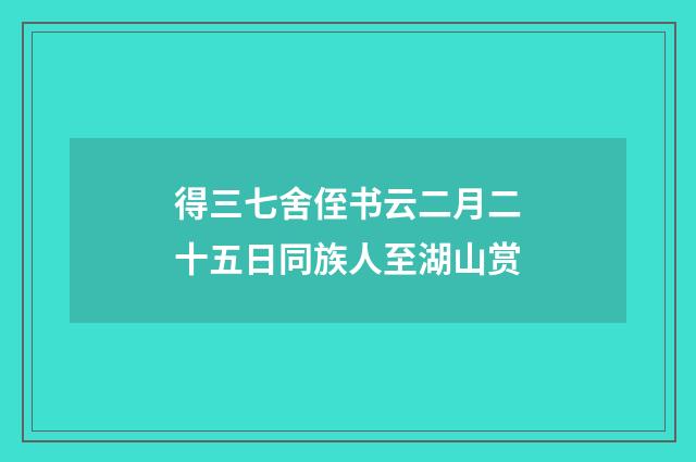 得三七舍侄书云二月二十五日同族人至湖山赏