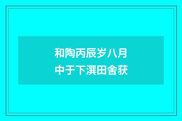 和陶丙辰岁八月中于下潠田舍获