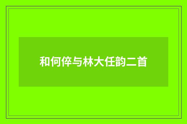 和何倅与林大任韵二首