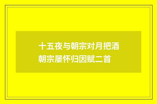 十五夜与朝宗对月把酒朝宗屡怀归因赋二首