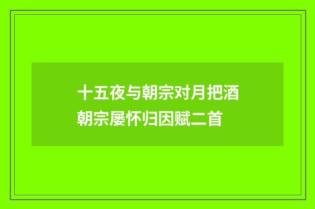 十五夜与朝宗对月把酒朝宗屡怀归因赋二首