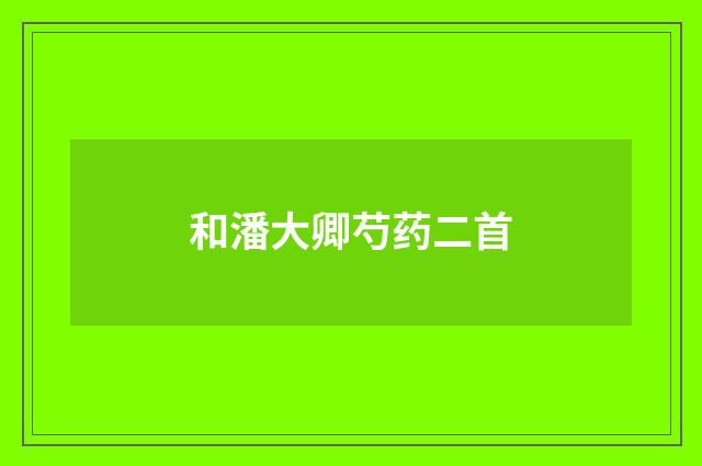 和潘大卿芍药二首