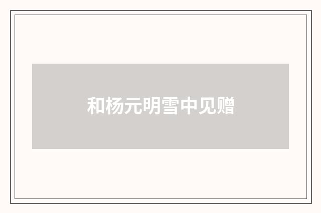 和杨元明雪中见赠