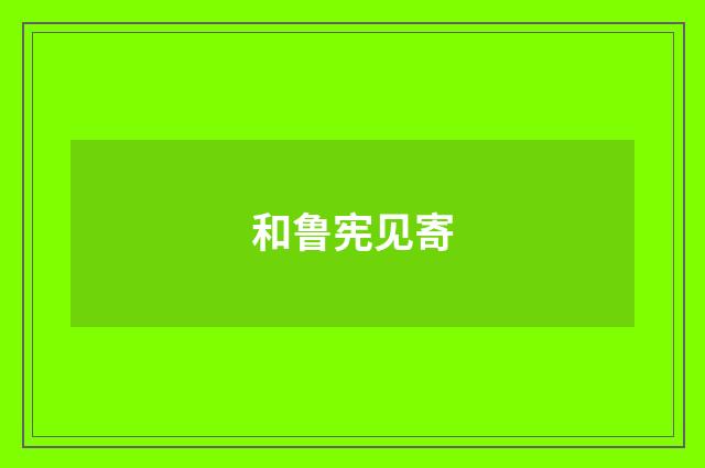 和鲁宪见寄