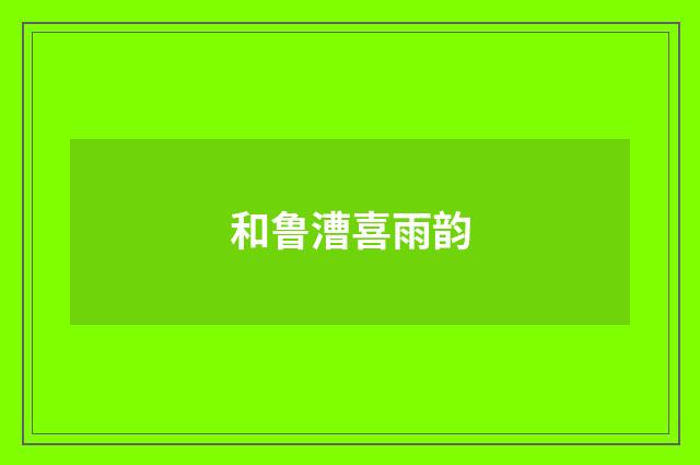 和鲁漕喜雨韵