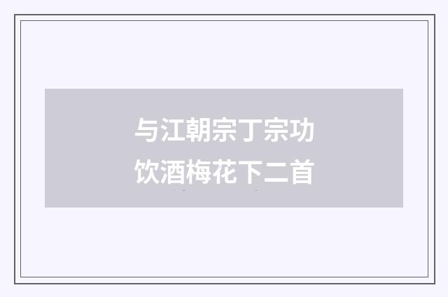 与江朝宗丁宗功饮酒梅花下二首