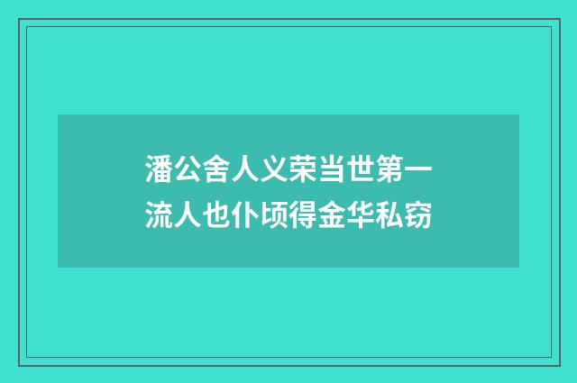潘公舍人义荣当世第一流人也仆顷得金华私窃