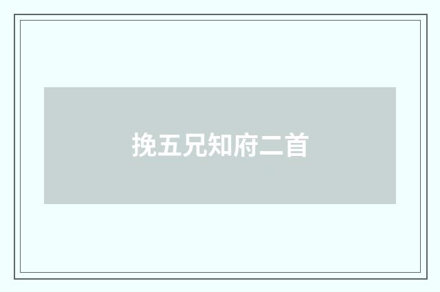 挽五兄知府二首