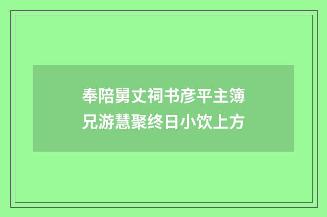 奉陪舅丈祠书彦平主簿兄游慧聚终日小饮上方