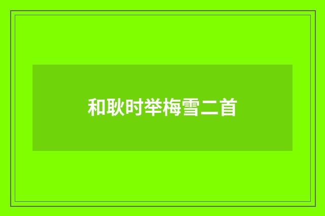 和耿时举梅雪二首