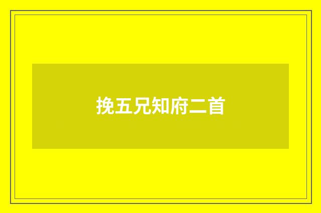 挽五兄知府二首