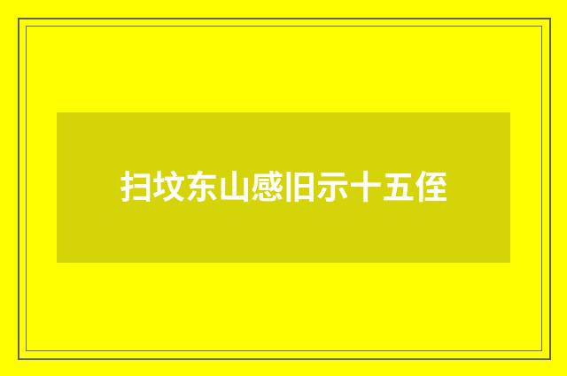 扫坟东山感旧示十五侄